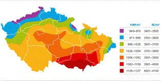 mapa slunečního svitu ČR